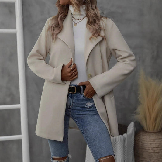 Manteau Cardigan à Col Polo