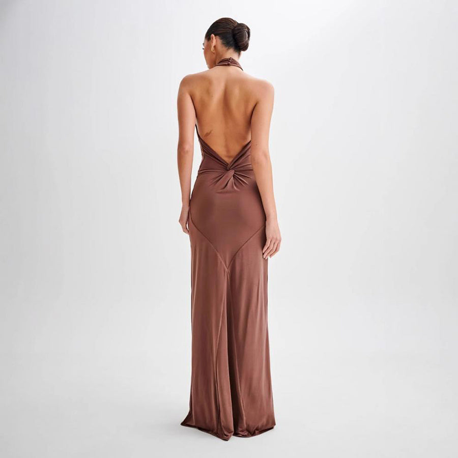 Robe Longue Dos Nu à Col Halter